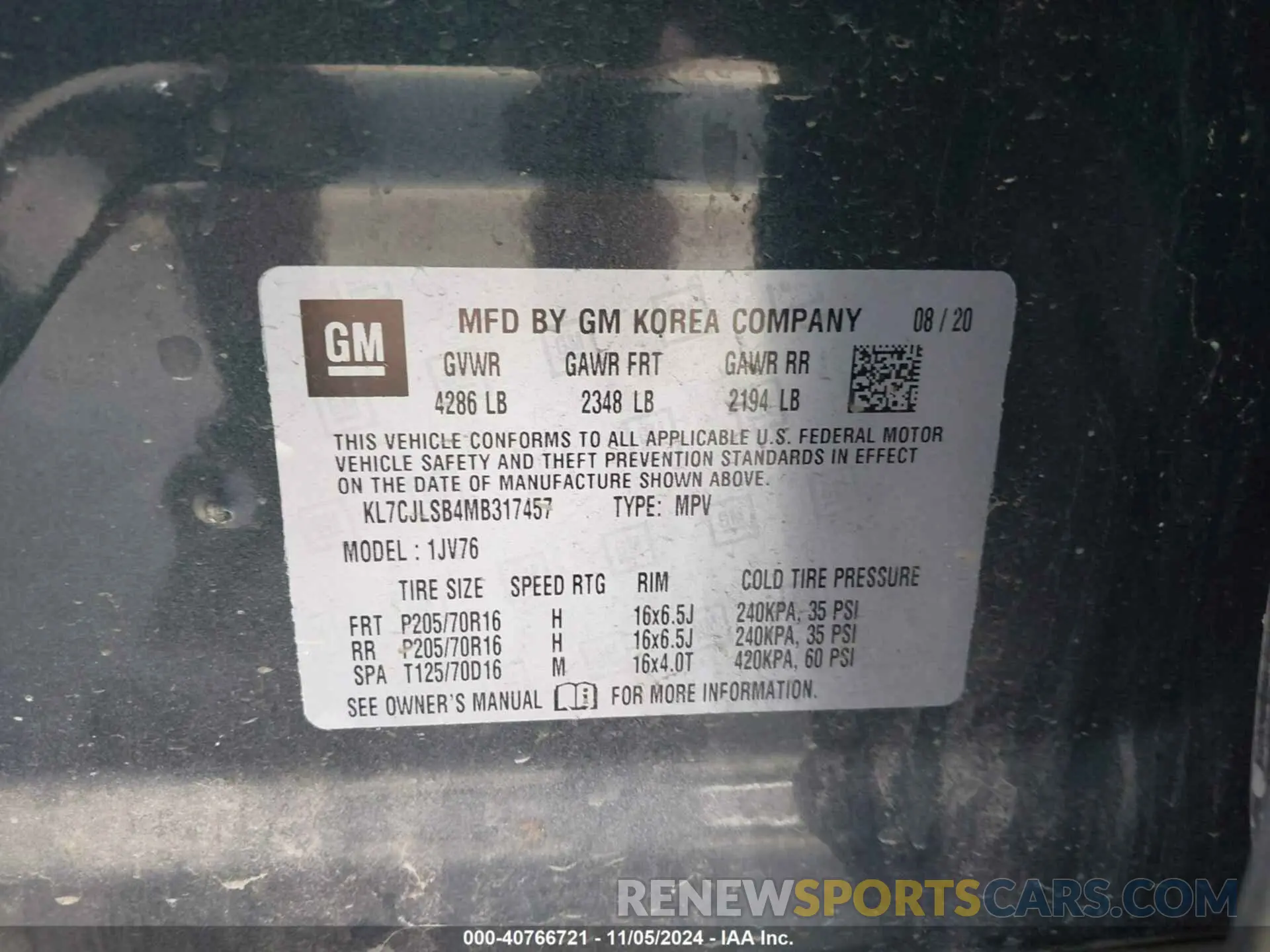 9 Photograph of a damaged car KL7CJLSB4MB317457 CHEVROLET TRAX 2021