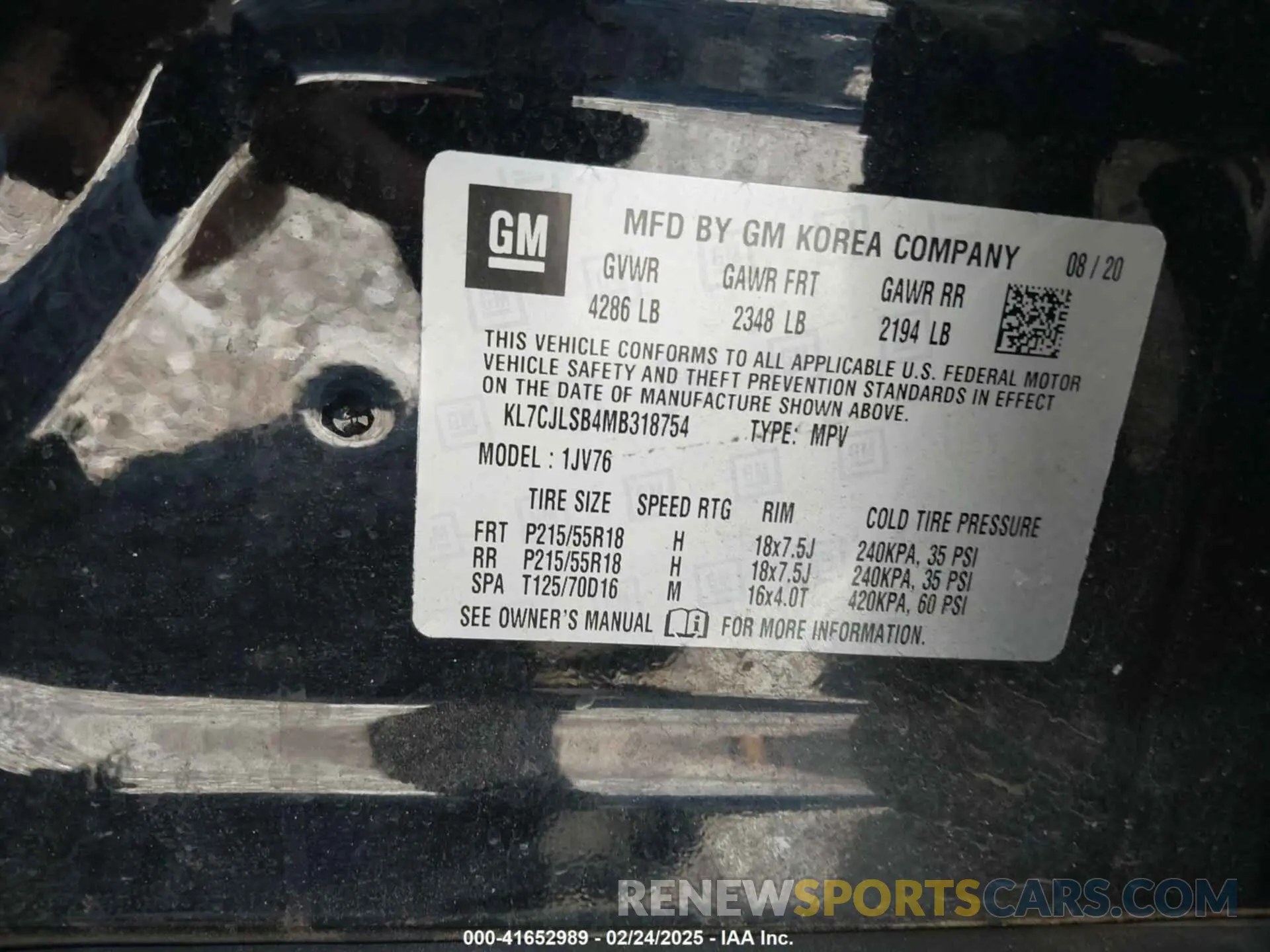 9 Photograph of a damaged car KL7CJLSB4MB318754 CHEVROLET TRAX 2021