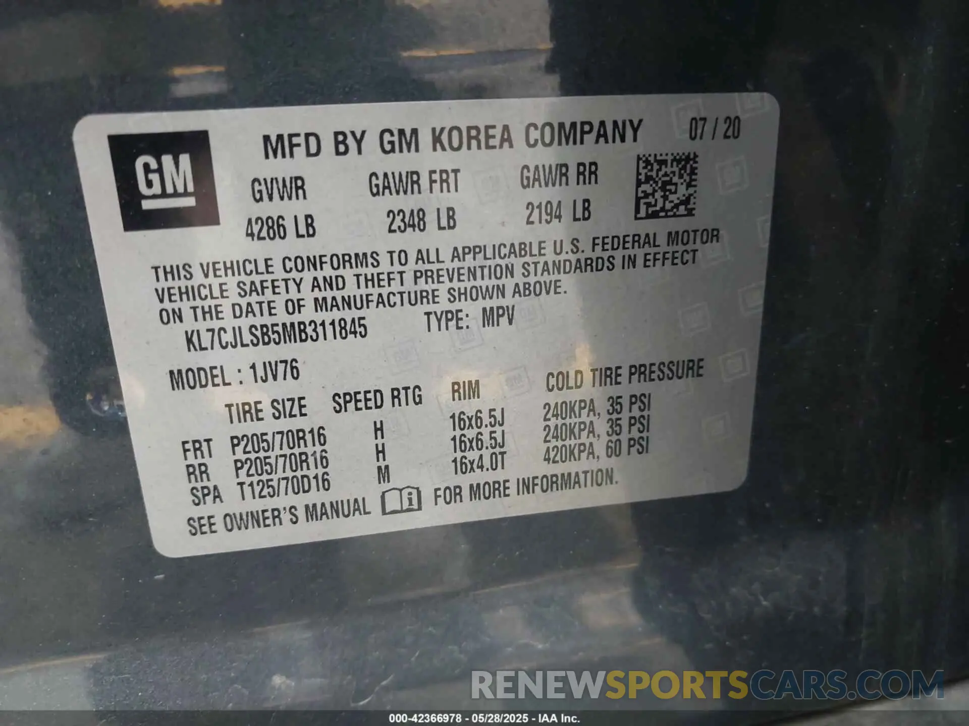 9 Photograph of a damaged car KL7CJLSB5MB311845 CHEVROLET TRAX 2021