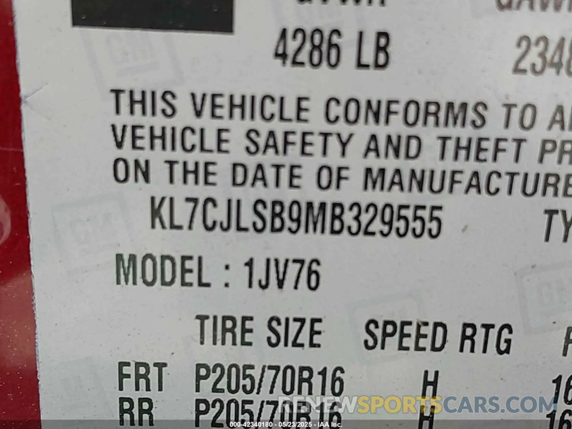 9 Photograph of a damaged car KL7CJLSB9MB329555 CHEVROLET TRAX 2021