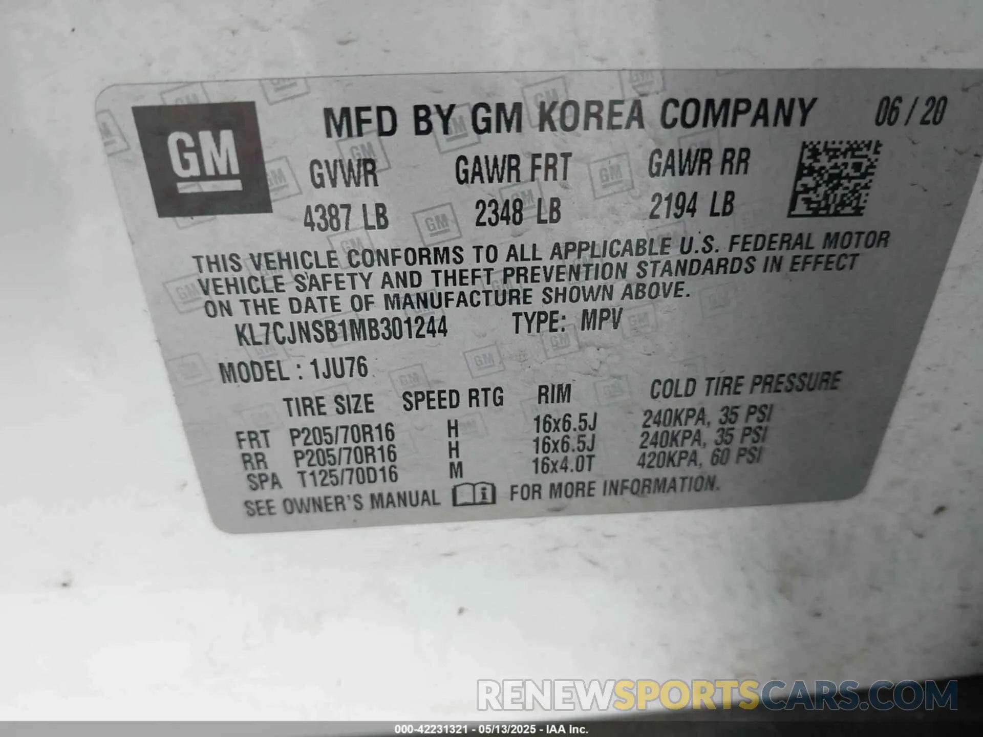 9 Photograph of a damaged car KL7CJNSB1MB301244 CHEVROLET TRAX 2021