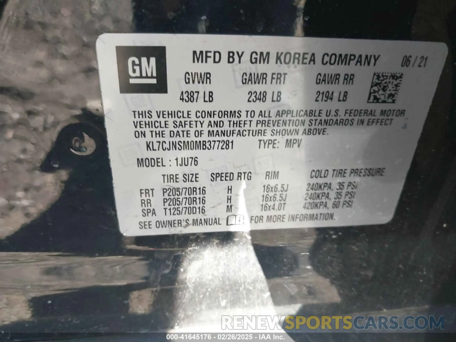 9 Photograph of a damaged car KL7CJNSM0MB377281 CHEVROLET TRAX 2021