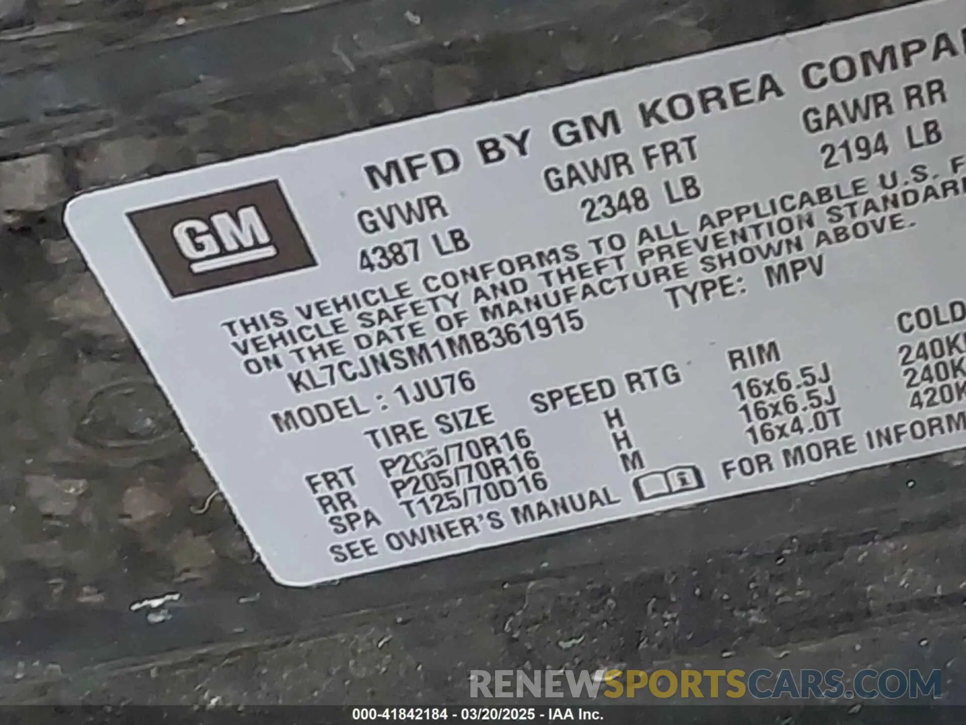9 Photograph of a damaged car KL7CJNSM1MB361915 CHEVROLET TRAX 2021