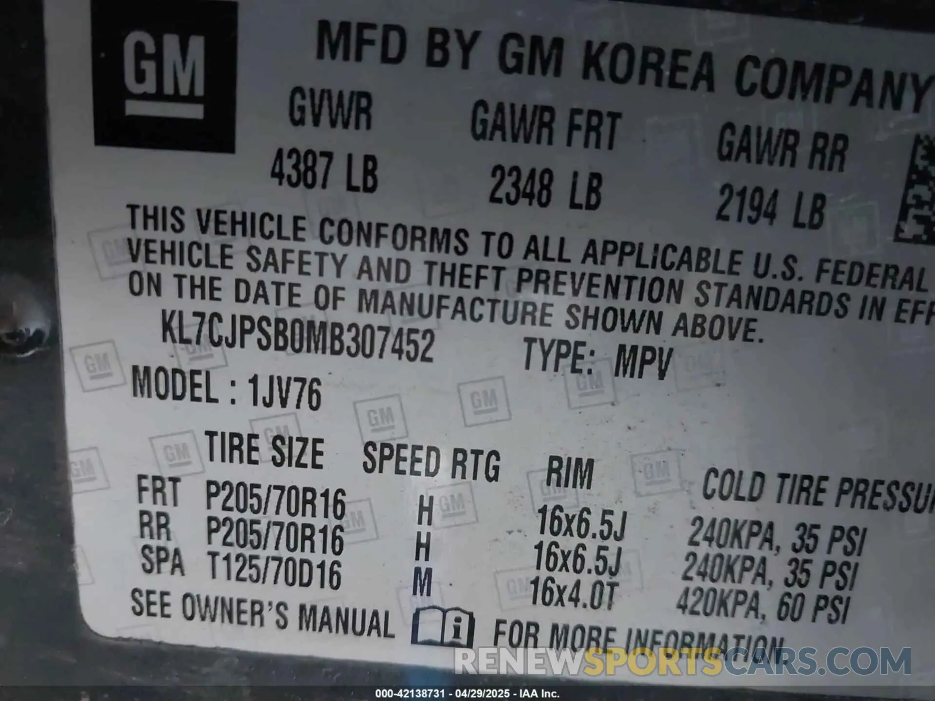 9 Photograph of a damaged car KL7CJPSB0MB307452 CHEVROLET TRAX 2021