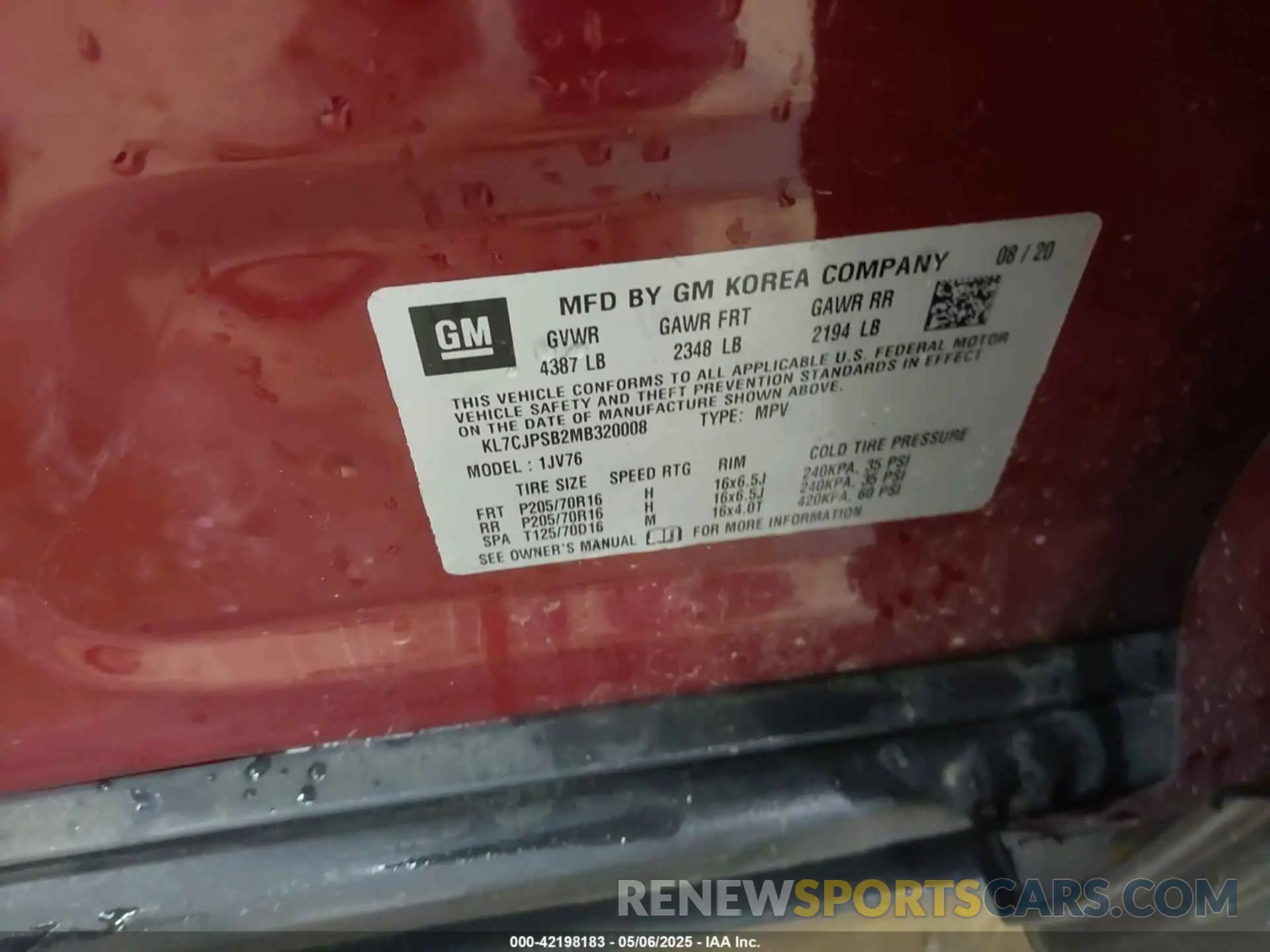 9 Photograph of a damaged car KL7CJPSB2MB320008 CHEVROLET TRAX 2021
