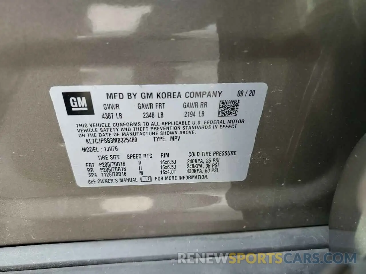 13 Photograph of a damaged car KL7CJPSB3MB325489 CHEVROLET TRAX 2021