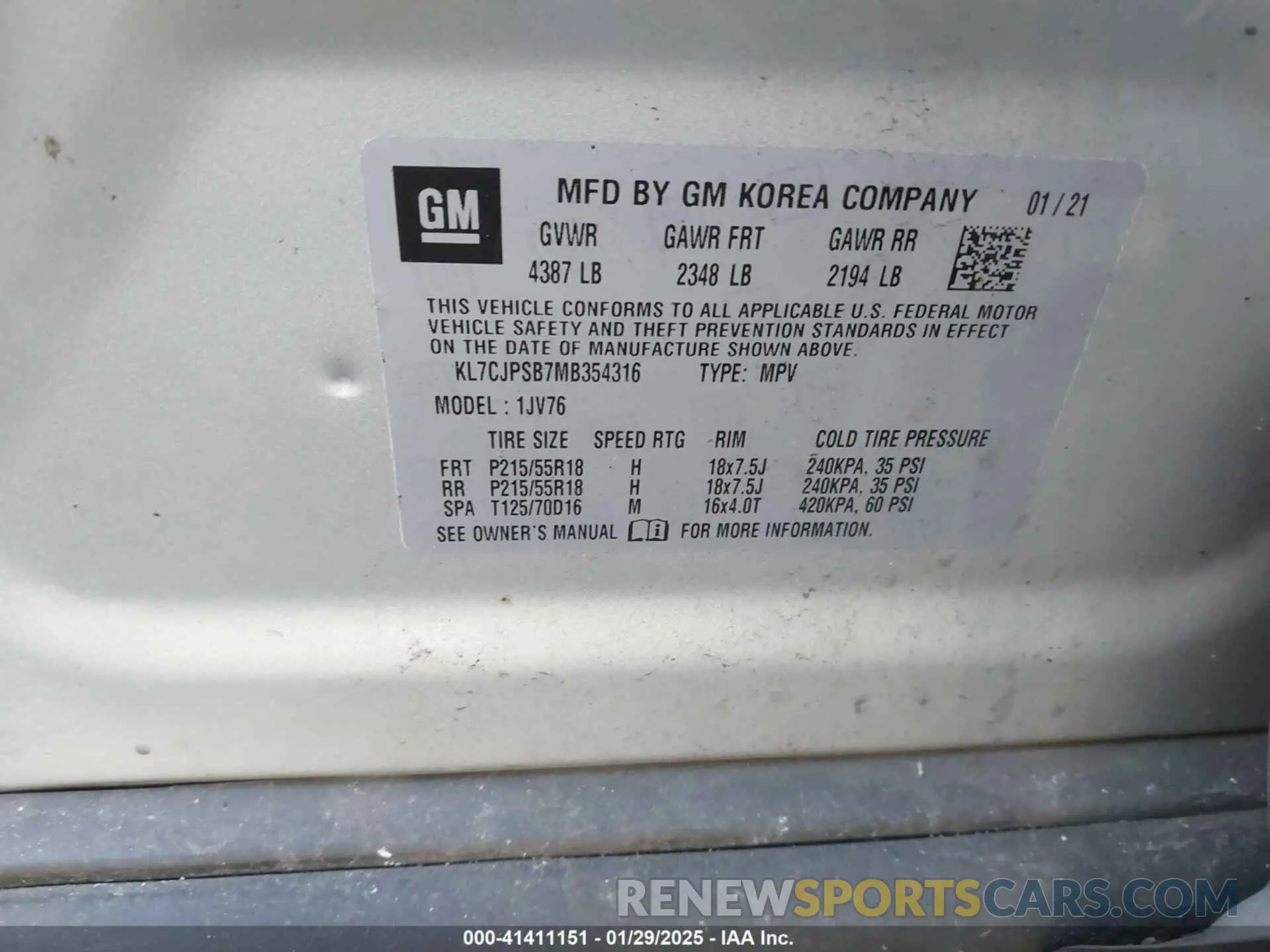 9 Photograph of a damaged car KL7CJPSB7MB354316 CHEVROLET TRAX 2021