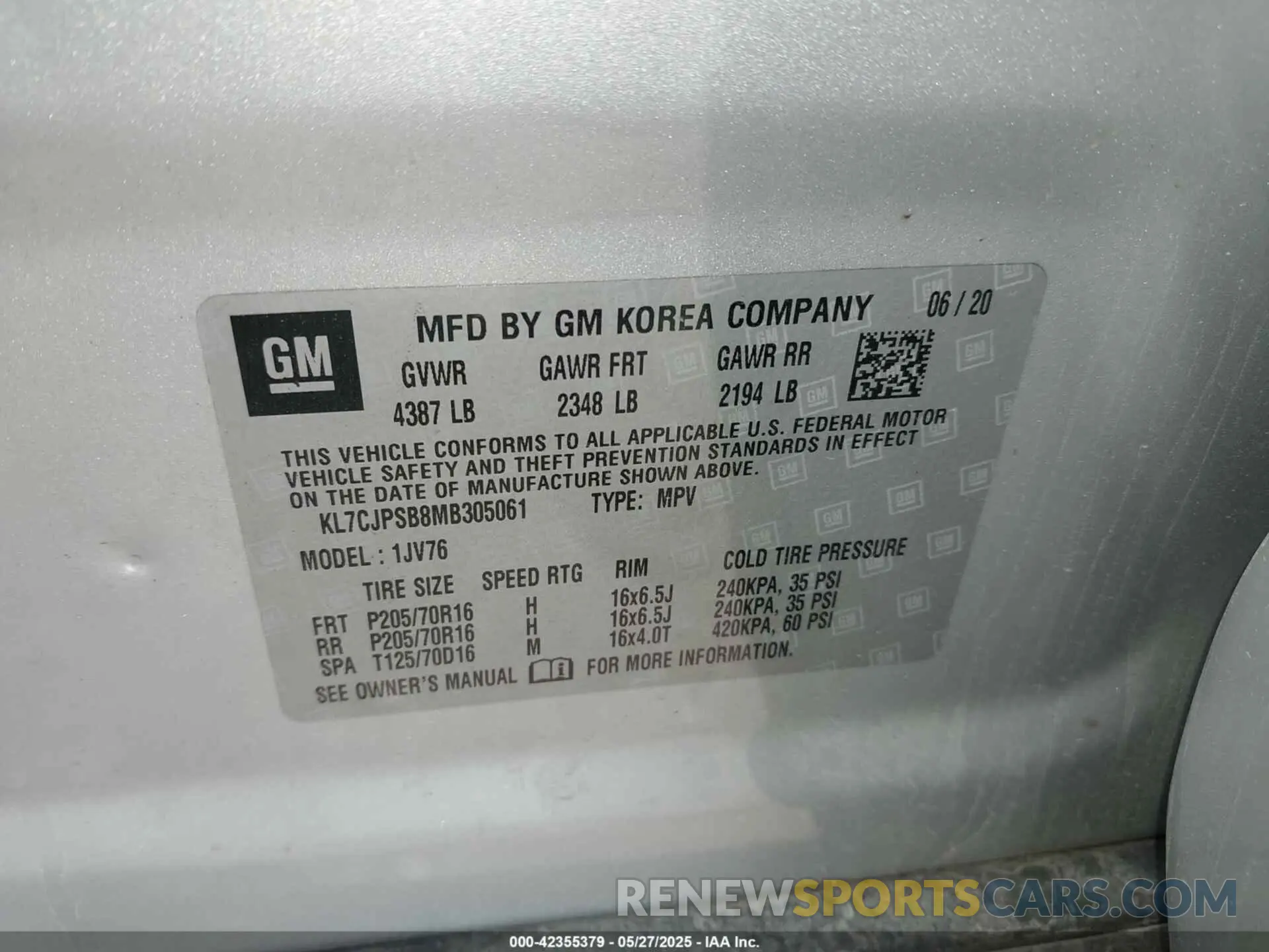 9 Photograph of a damaged car KL7CJPSB8MB305061 CHEVROLET TRAX 2021
