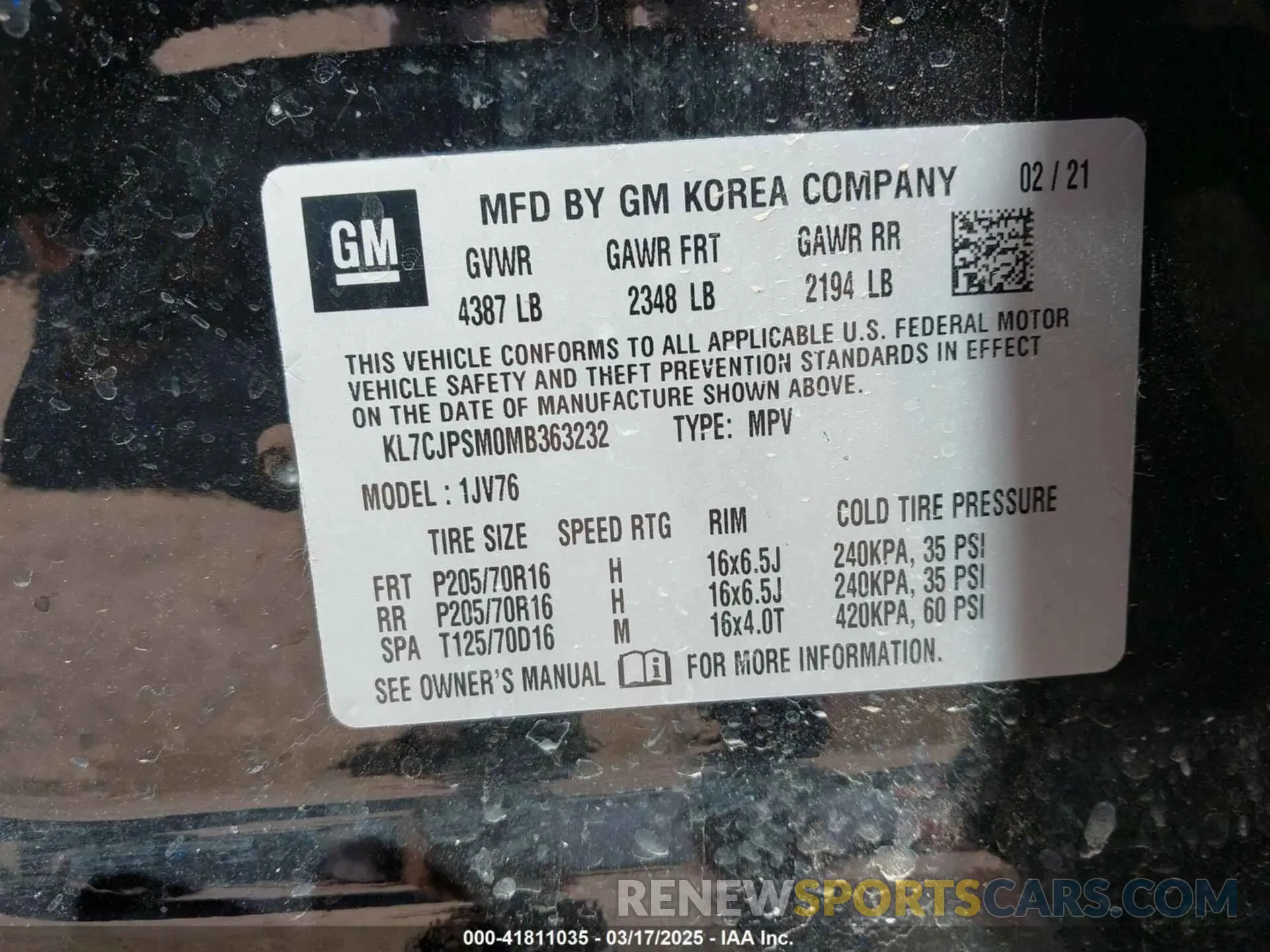 9 Photograph of a damaged car KL7CJPSM0MB363232 CHEVROLET TRAX 2021