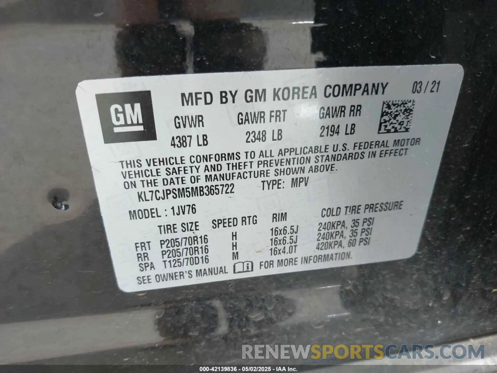 9 Photograph of a damaged car KL7CJPSM5MB365722 CHEVROLET TRAX 2021