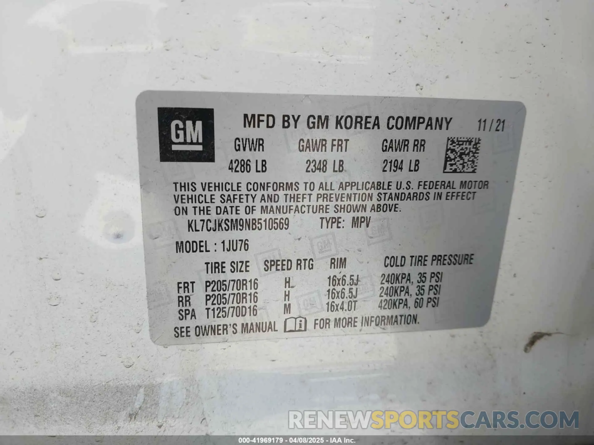 9 Photograph of a damaged car KL7CJKSM9NB510569 CHEVROLET TRAX 2022