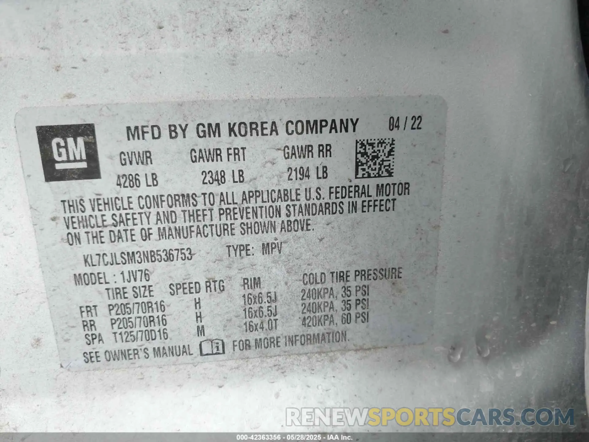 9 Photograph of a damaged car KL7CJLSM3NB536753 CHEVROLET TRAX 2022