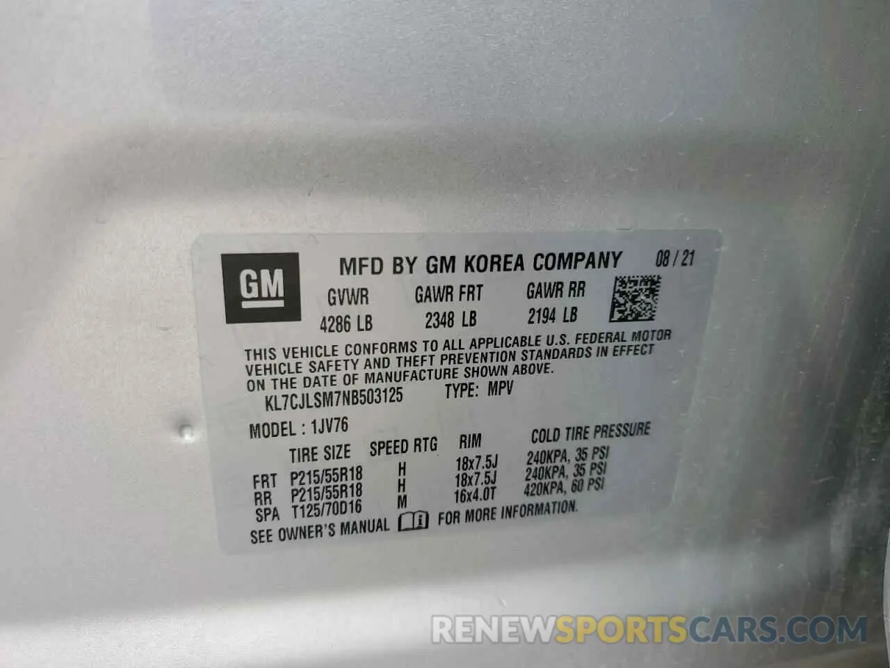 12 Photograph of a damaged car KL7CJLSM7NB503125 CHEVROLET TRAX 2022