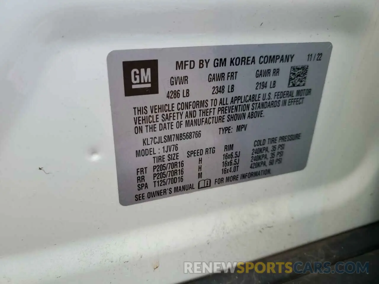 13 Photograph of a damaged car KL7CJLSM7NB568766 CHEVROLET TRAX 2022