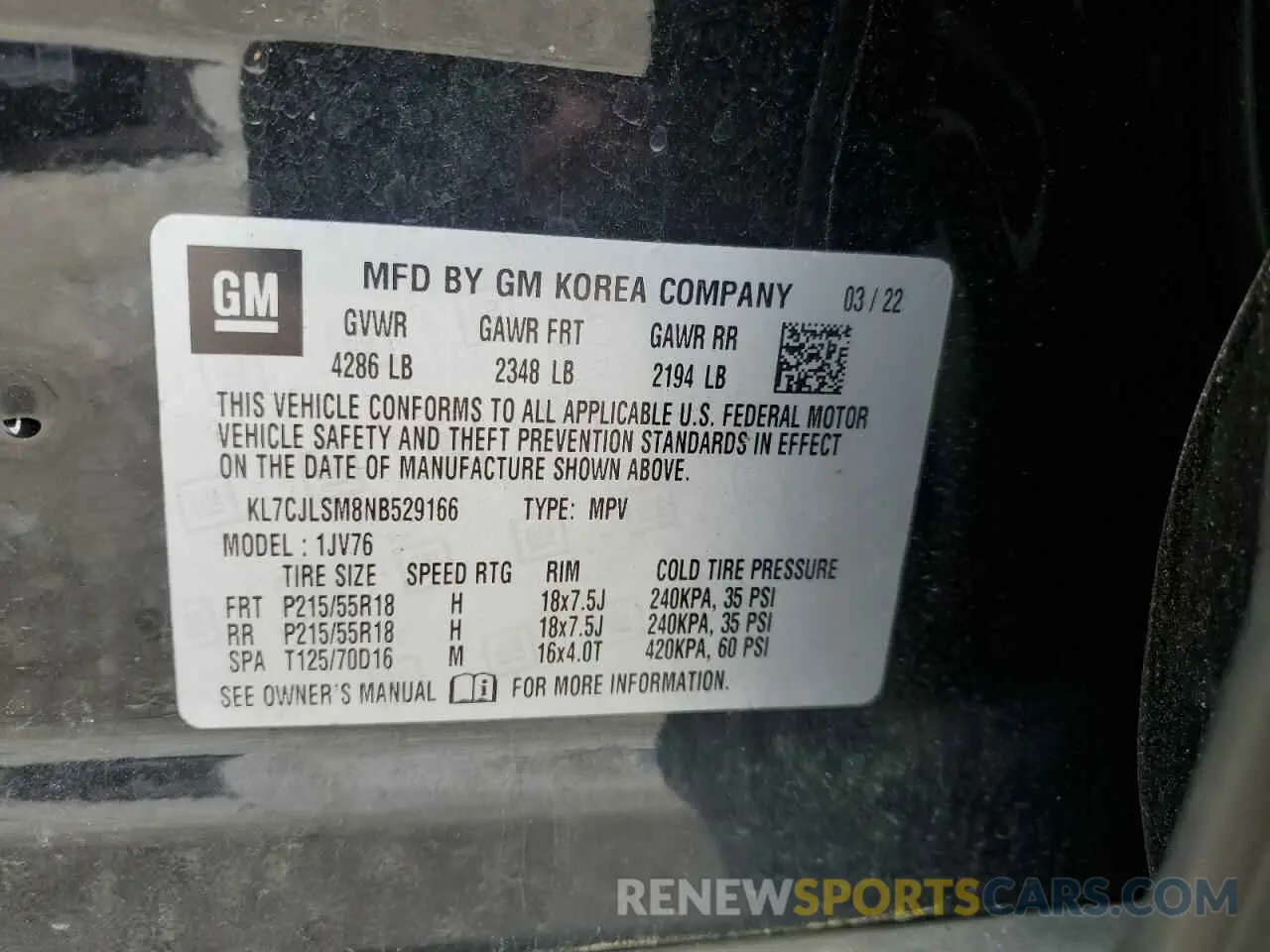 13 Photograph of a damaged car KL7CJLSM8NB529166 CHEVROLET TRAX 2022