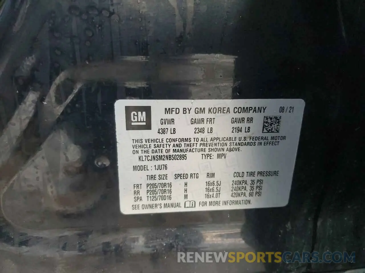 13 Photograph of a damaged car KL7CJNSM2NB502895 CHEVROLET TRAX 2022