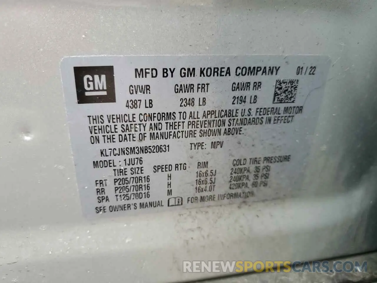 15 Photograph of a damaged car KL7CJNSM3NB520631 CHEVROLET TRAX 2022