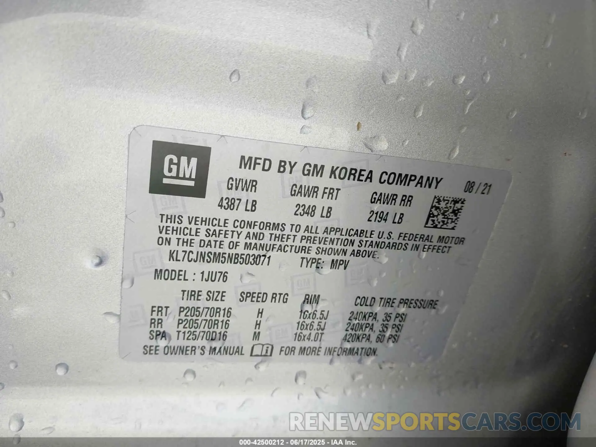 9 Photograph of a damaged car KL7CJNSM5NB503071 CHEVROLET TRAX 2022