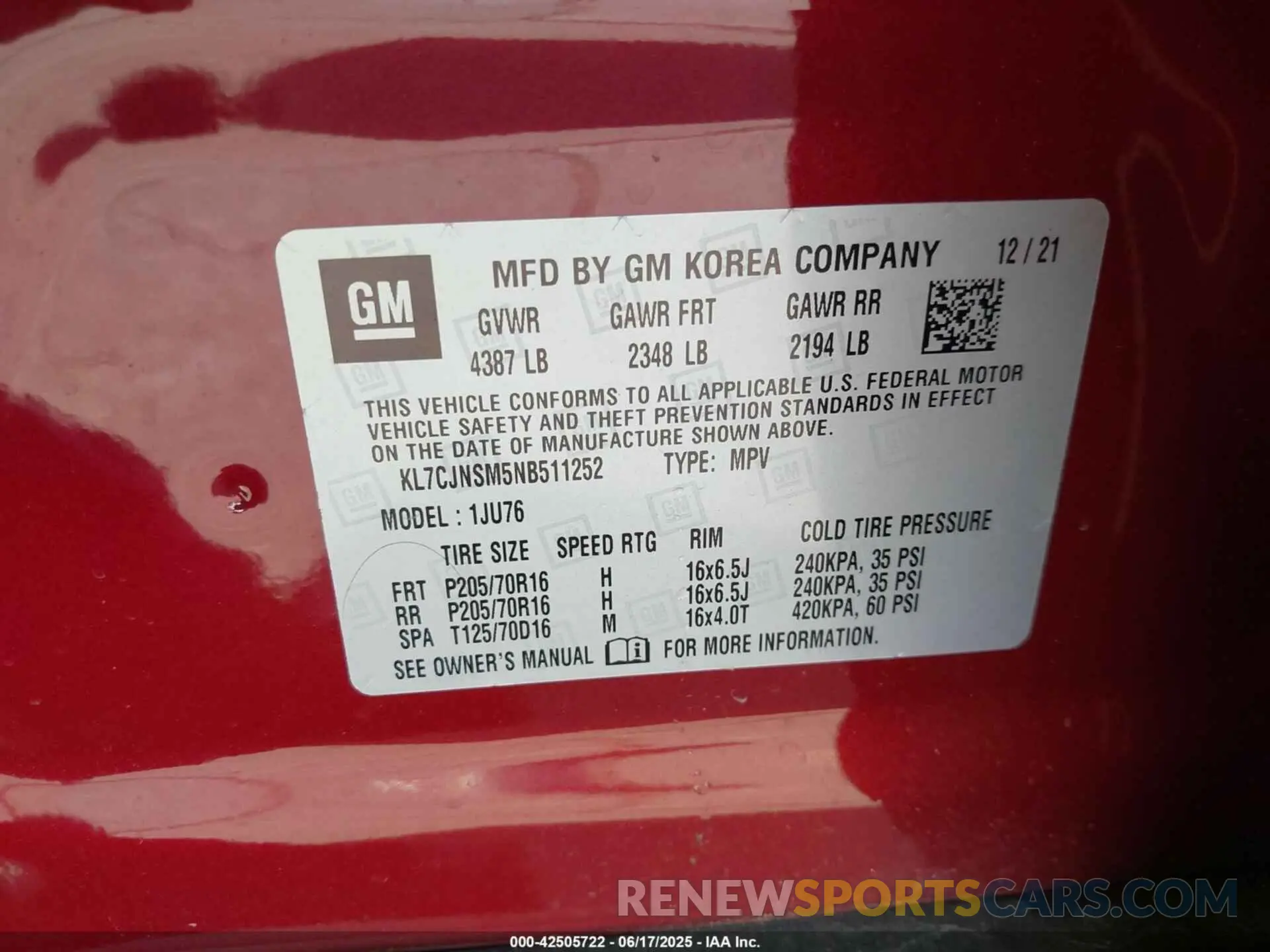 9 Photograph of a damaged car KL7CJNSM5NB511252 CHEVROLET TRAX 2022