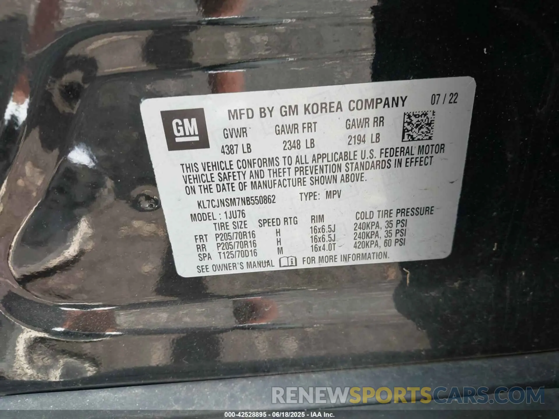 9 Photograph of a damaged car KL7CJNSM7NB550862 CHEVROLET TRAX 2022