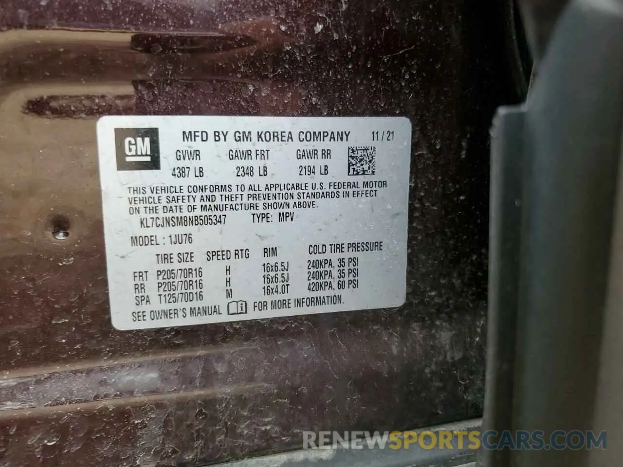 13 Photograph of a damaged car KL7CJNSM8NB505347 CHEVROLET TRAX 2022