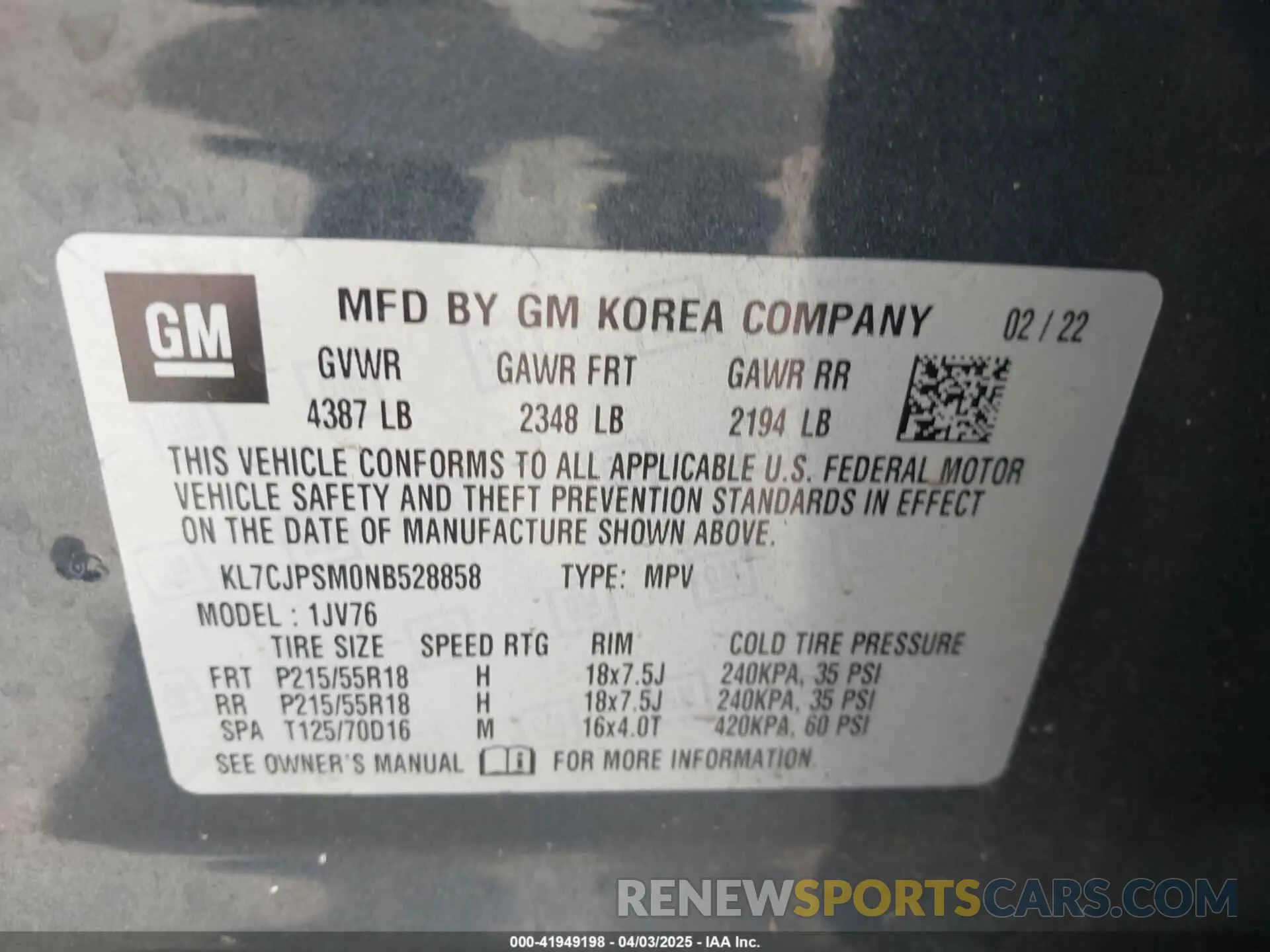 9 Photograph of a damaged car KL7CJPSM0NB528858 CHEVROLET TRAX 2022