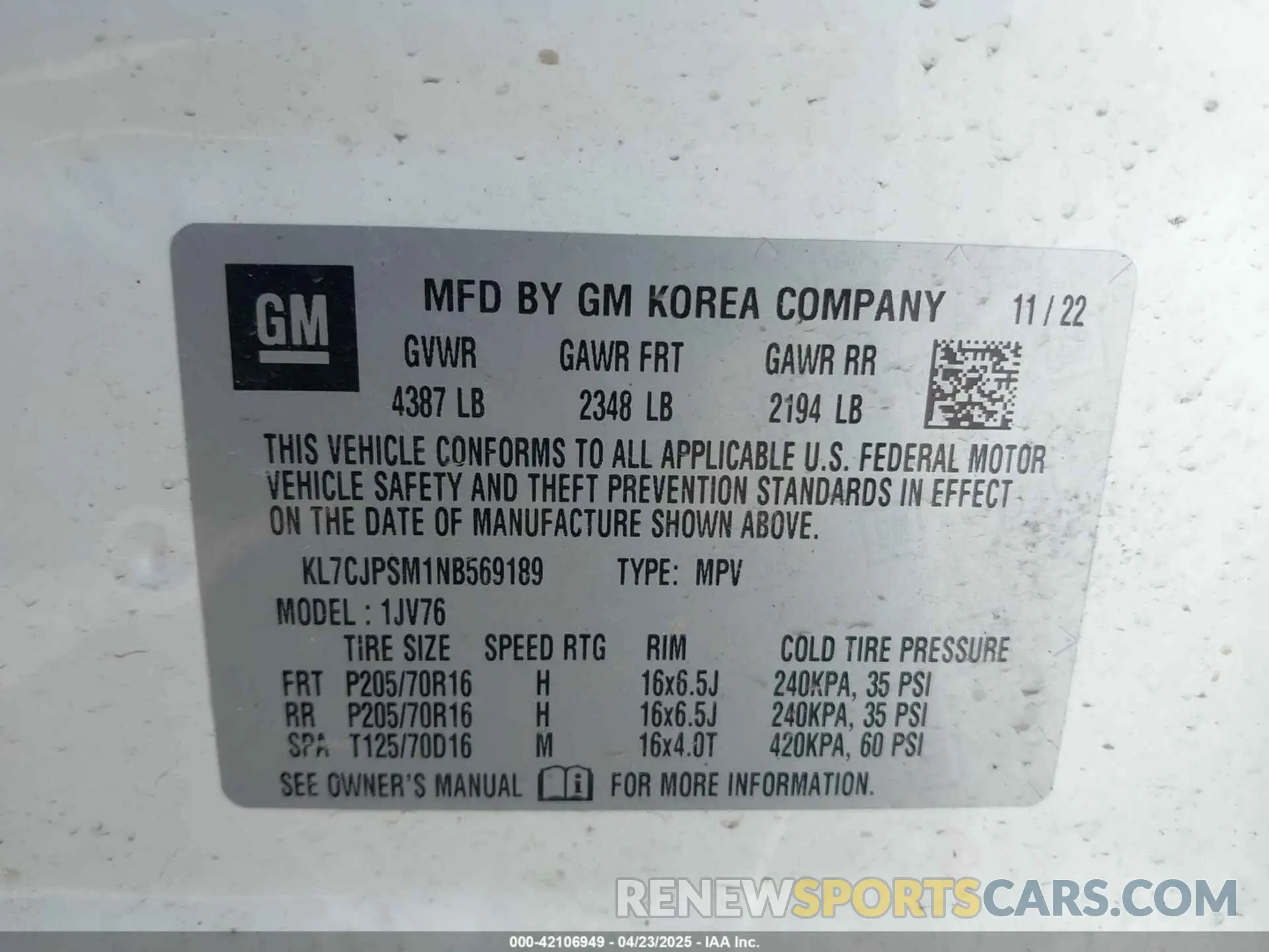 9 Photograph of a damaged car KL7CJPSM1NB569189 CHEVROLET TRAX 2022