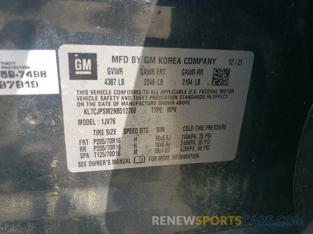 13 Photograph of a damaged car KL7CJPSM2NB512760 CHEVROLET TRAX 2022