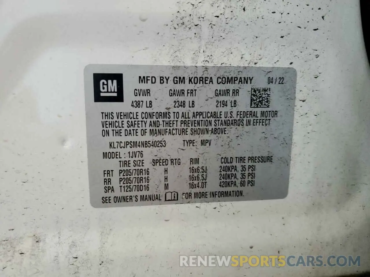 13 Photograph of a damaged car KL7CJPSM4NB540253 CHEVROLET TRAX 2022