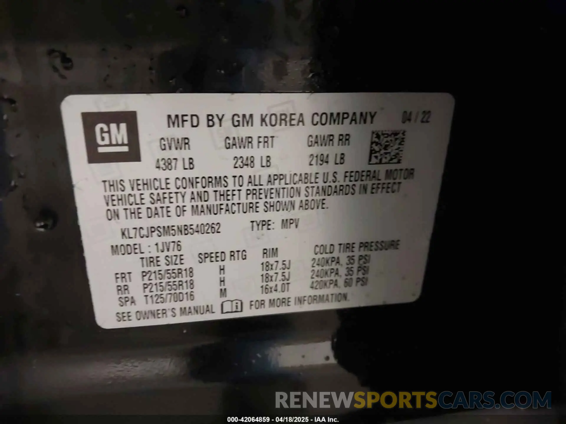 9 Photograph of a damaged car KL7CJPSM5NB540262 CHEVROLET TRAX 2022