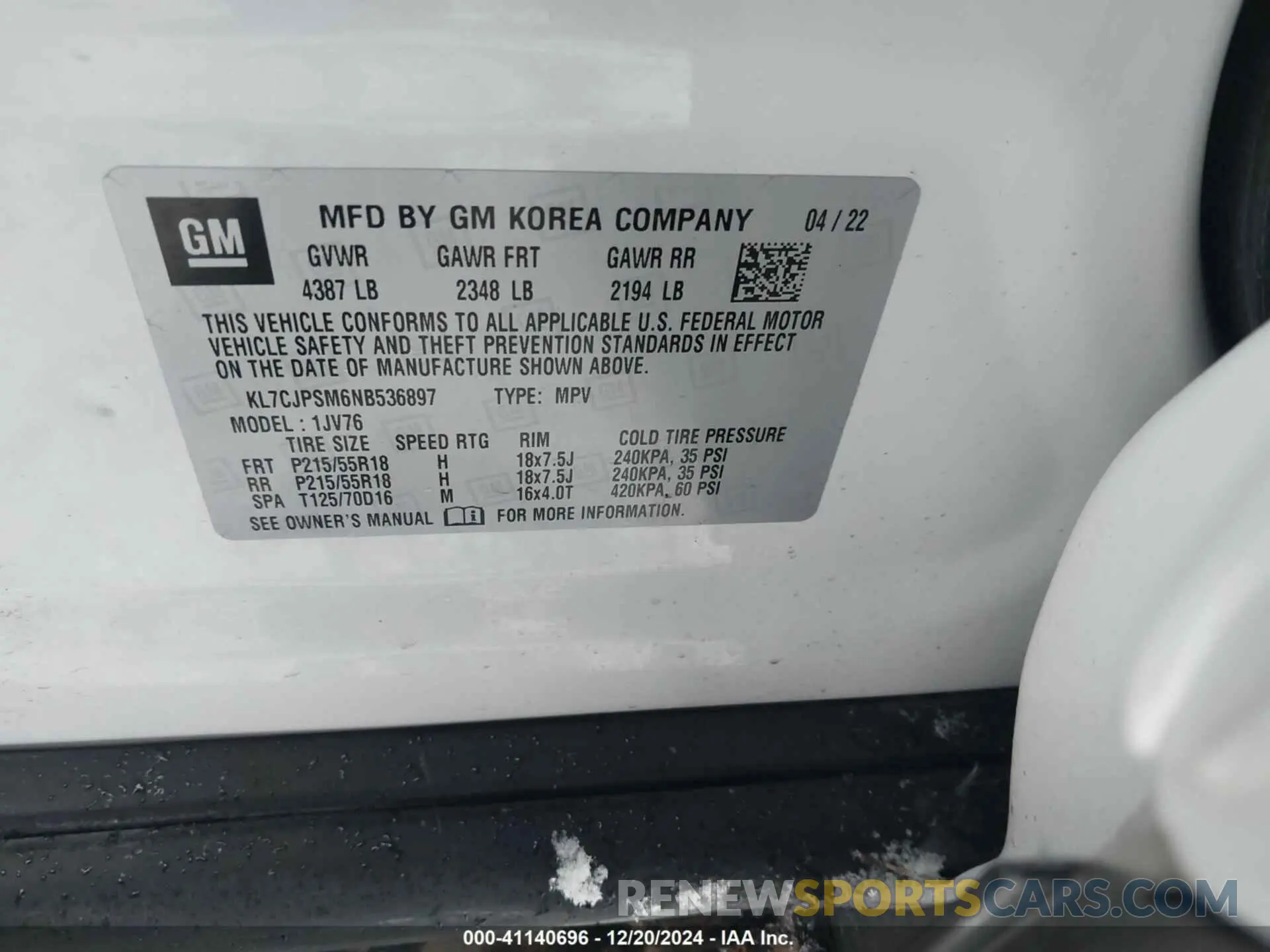 9 Photograph of a damaged car KL7CJPSM6NB536897 CHEVROLET TRAX 2022