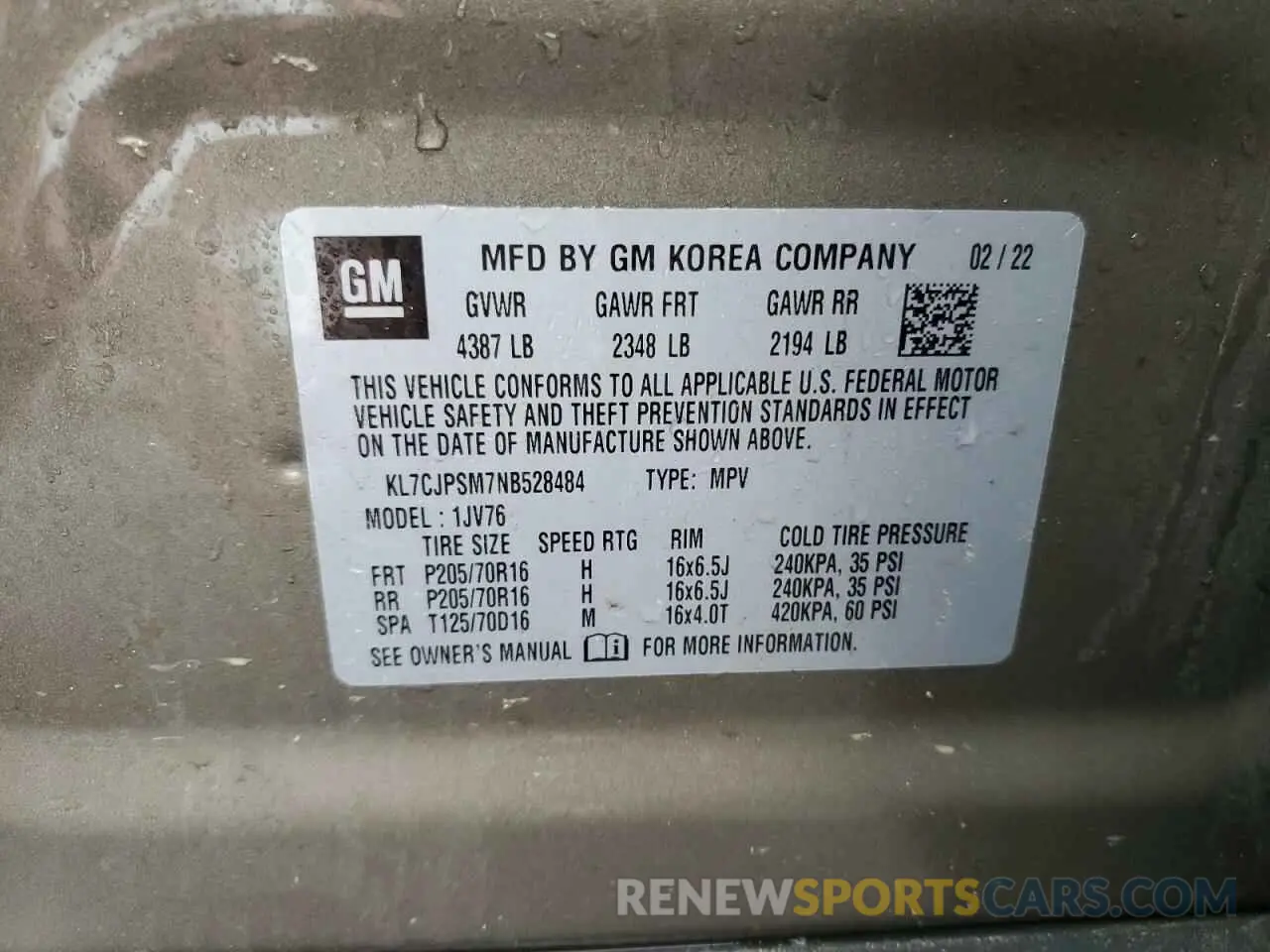13 Photograph of a damaged car KL7CJPSM7NB528484 CHEVROLET TRAX 2022