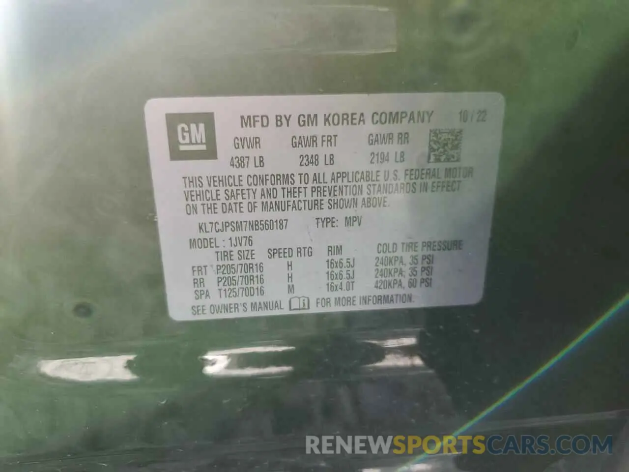 13 Photograph of a damaged car KL7CJPSM7NB560187 CHEVROLET TRAX 2022