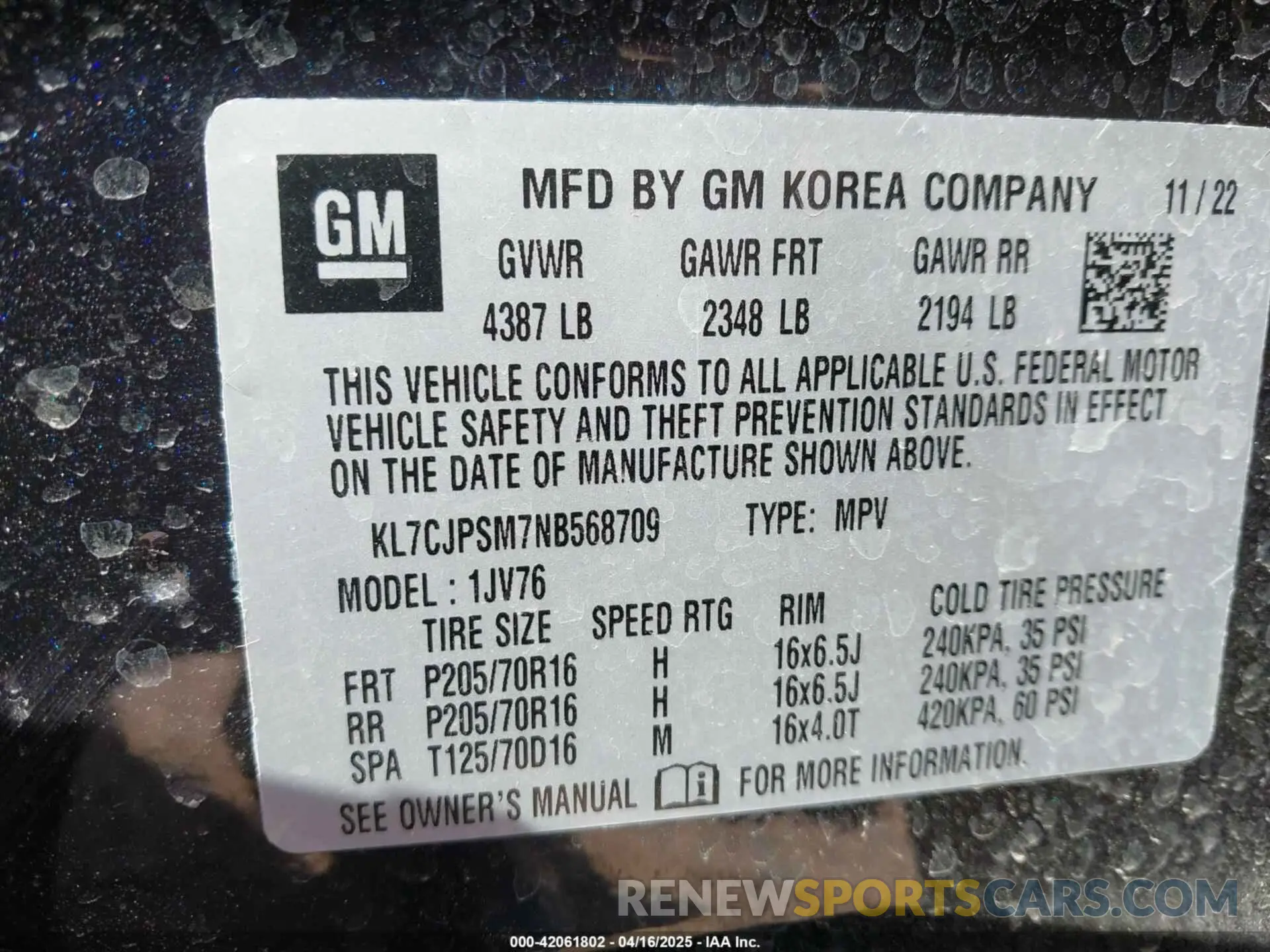 9 Photograph of a damaged car KL7CJPSM7NB568709 CHEVROLET TRAX 2022