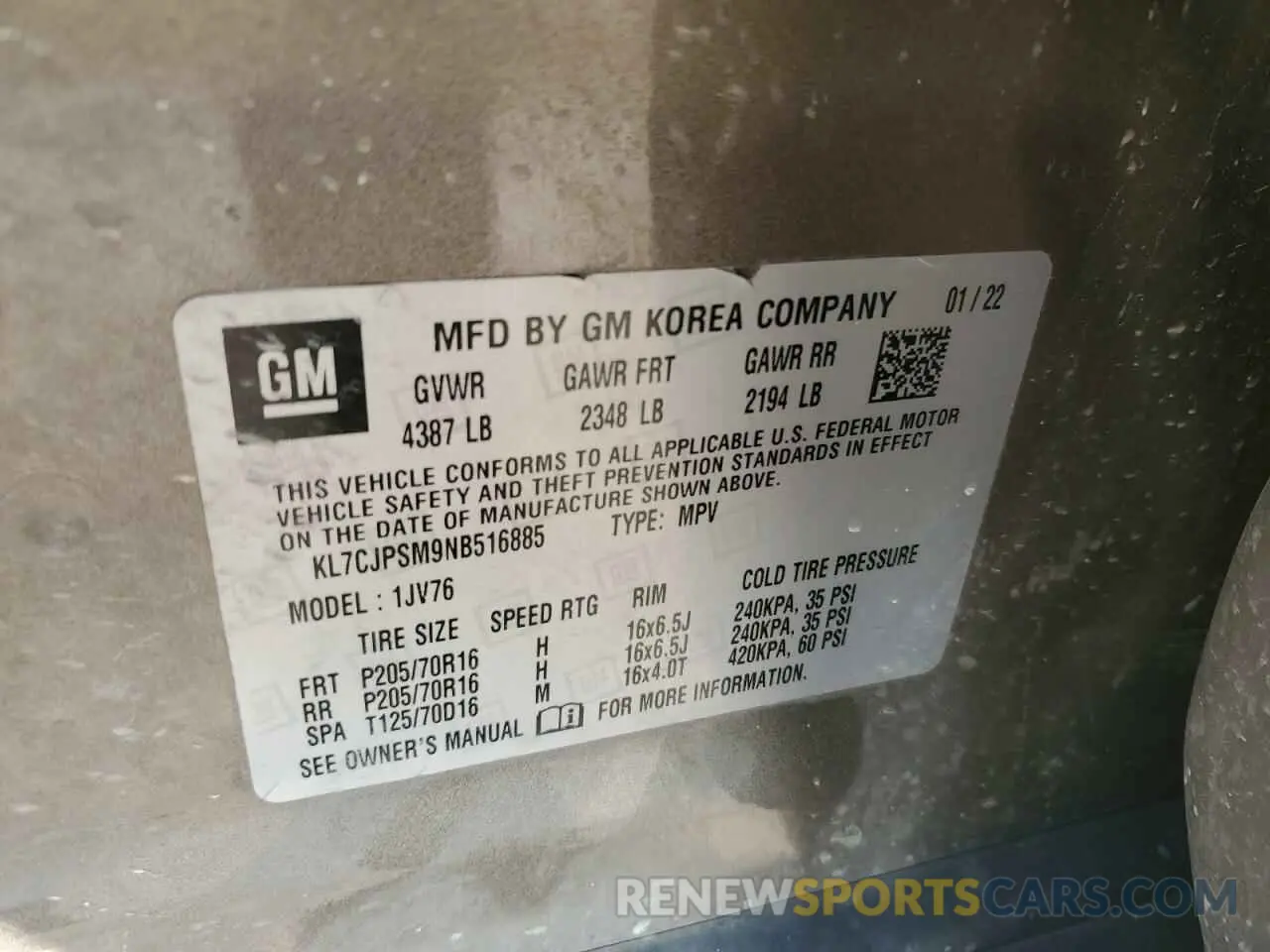 13 Photograph of a damaged car KL7CJPSM9NB516885 CHEVROLET TRAX 2022