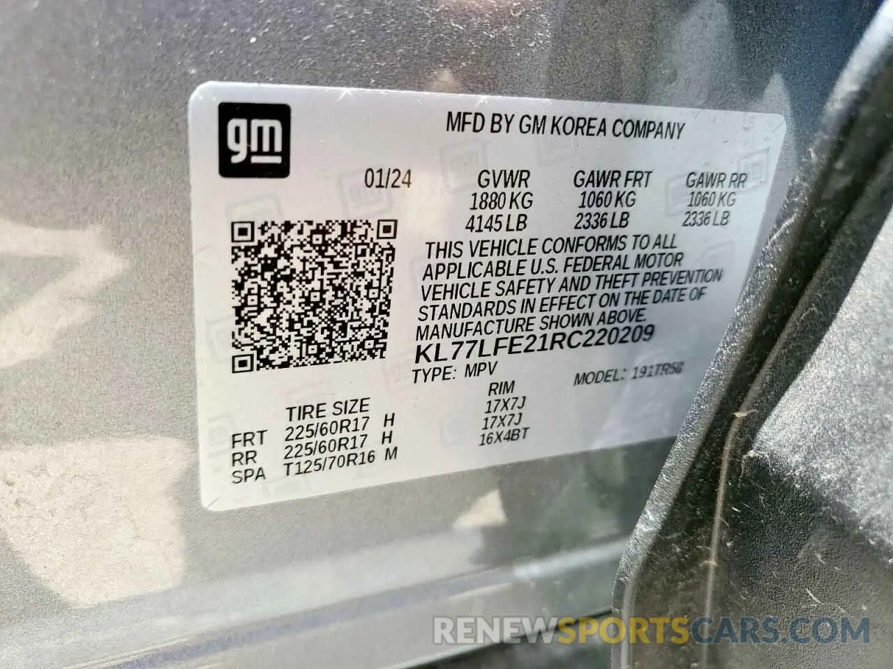 13 Photograph of a damaged car KL77LFE21RC220209 CHEVROLET TRAX 2024