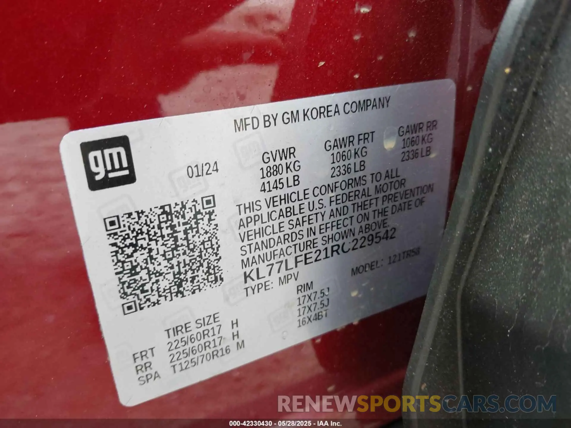 9 Photograph of a damaged car KL77LFE21RC229542 CHEVROLET TRAX 2024