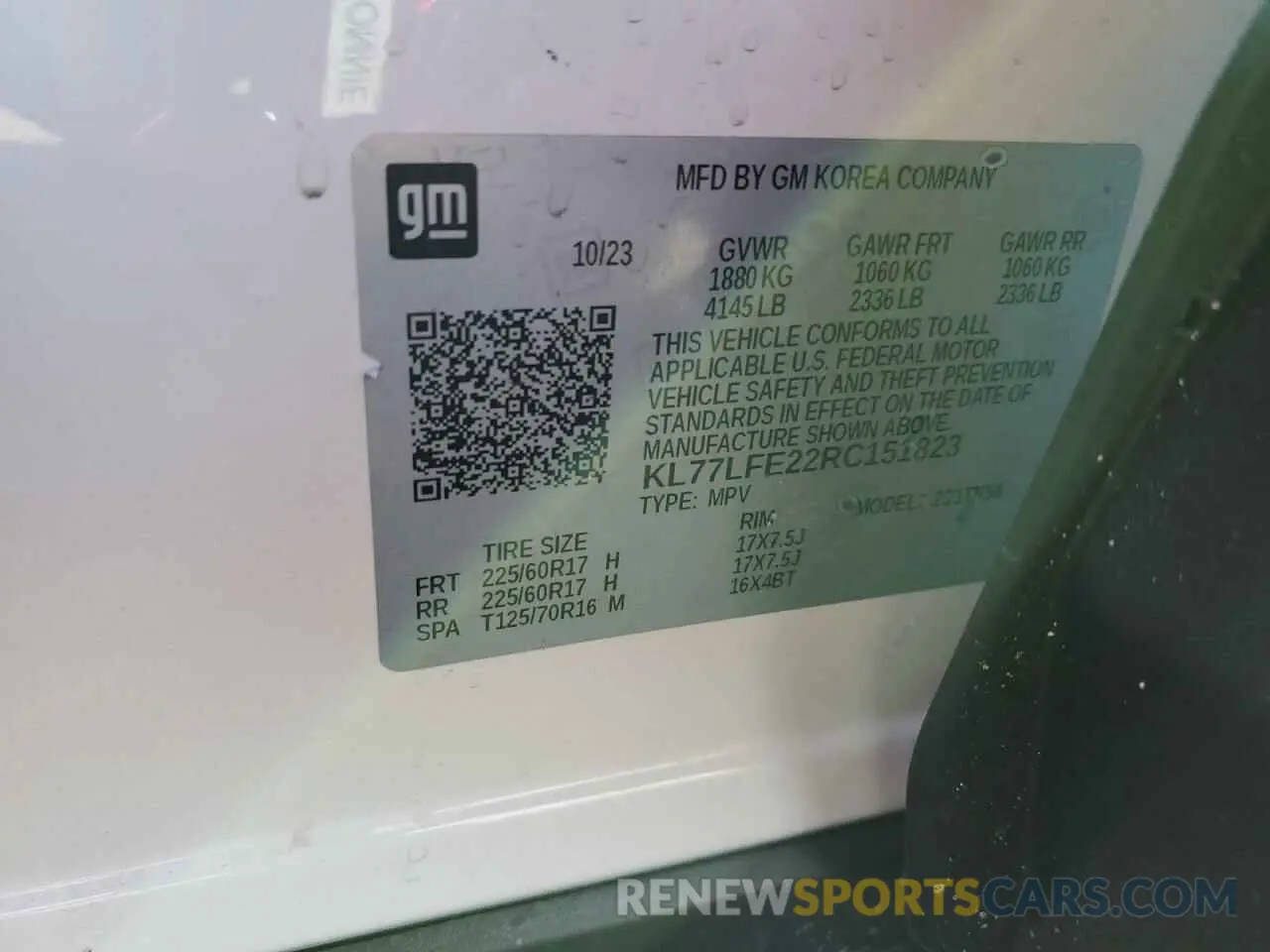 15 Photograph of a damaged car KL77LFE22RC151823 CHEVROLET TRAX 2024