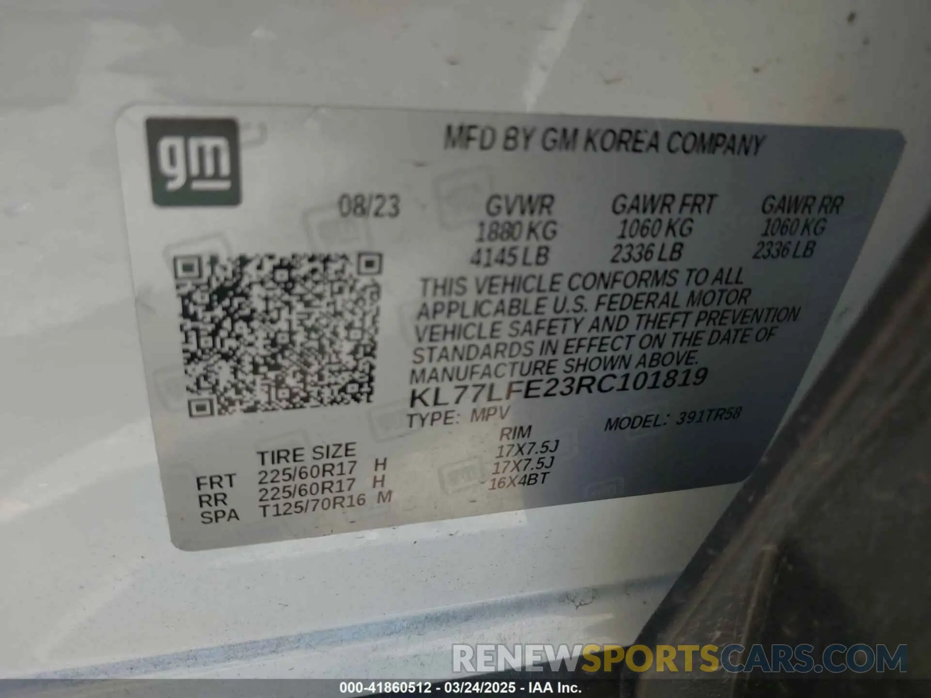 9 Photograph of a damaged car KL77LFE23RC101819 CHEVROLET TRAX 2024