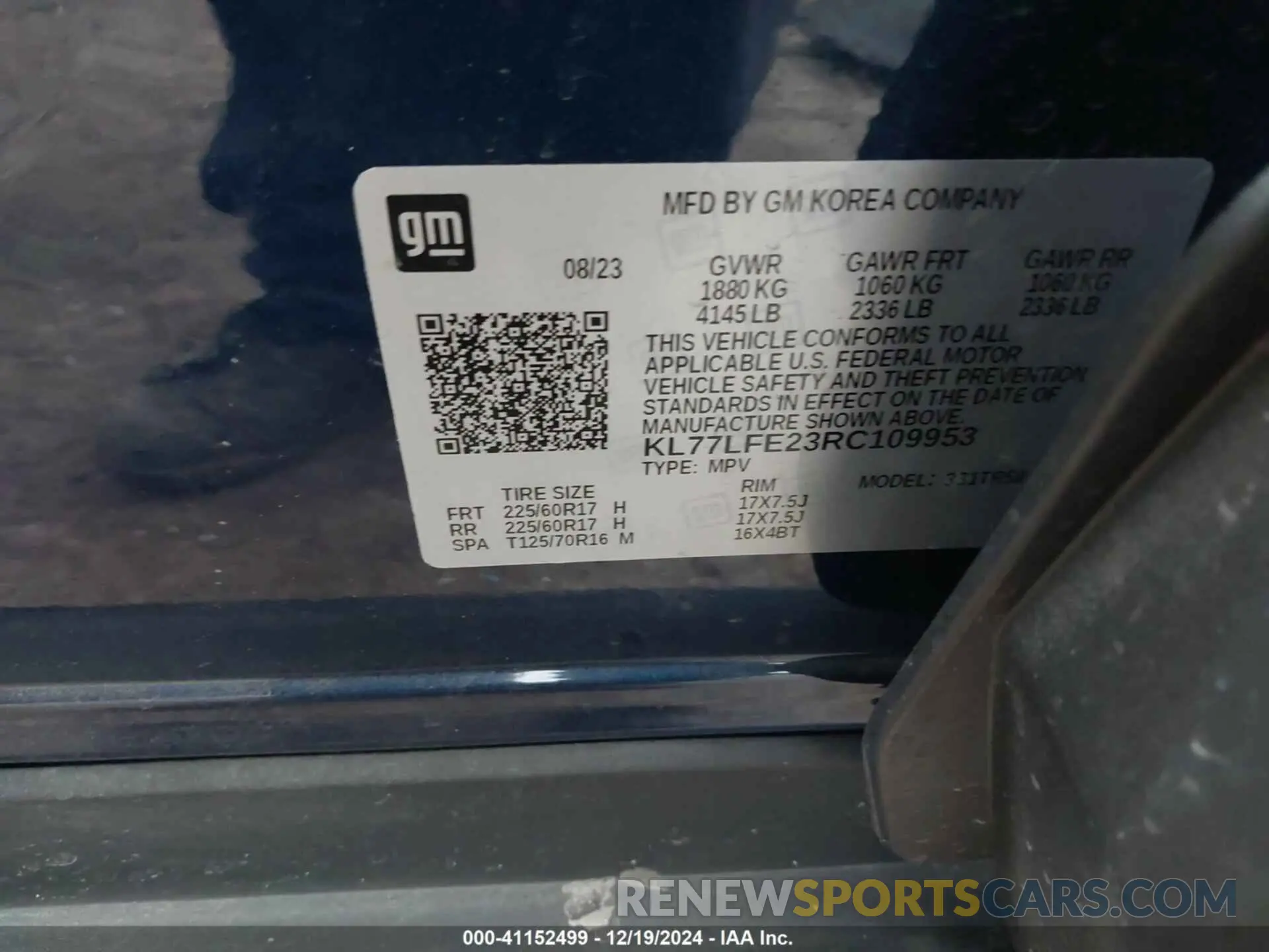 9 Photograph of a damaged car KL77LFE23RC109953 CHEVROLET TRAX 2024
