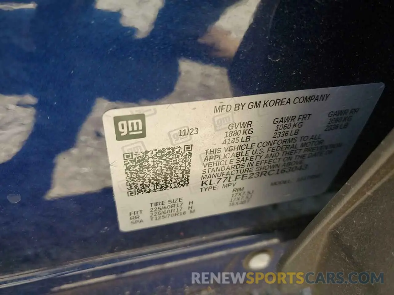 13 Photograph of a damaged car KL77LFE23RC163043 CHEVROLET TRAX 2024