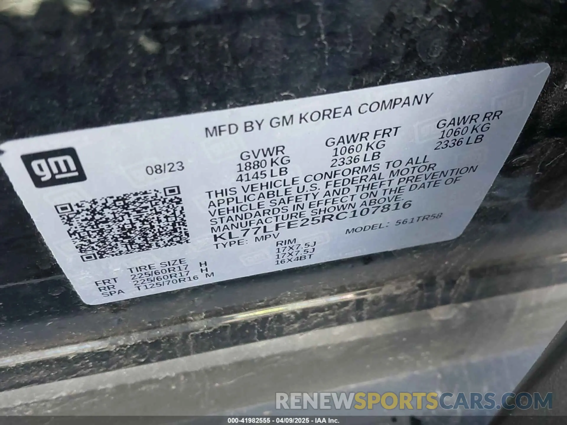9 Photograph of a damaged car KL77LFE25RC107816 CHEVROLET TRAX 2024