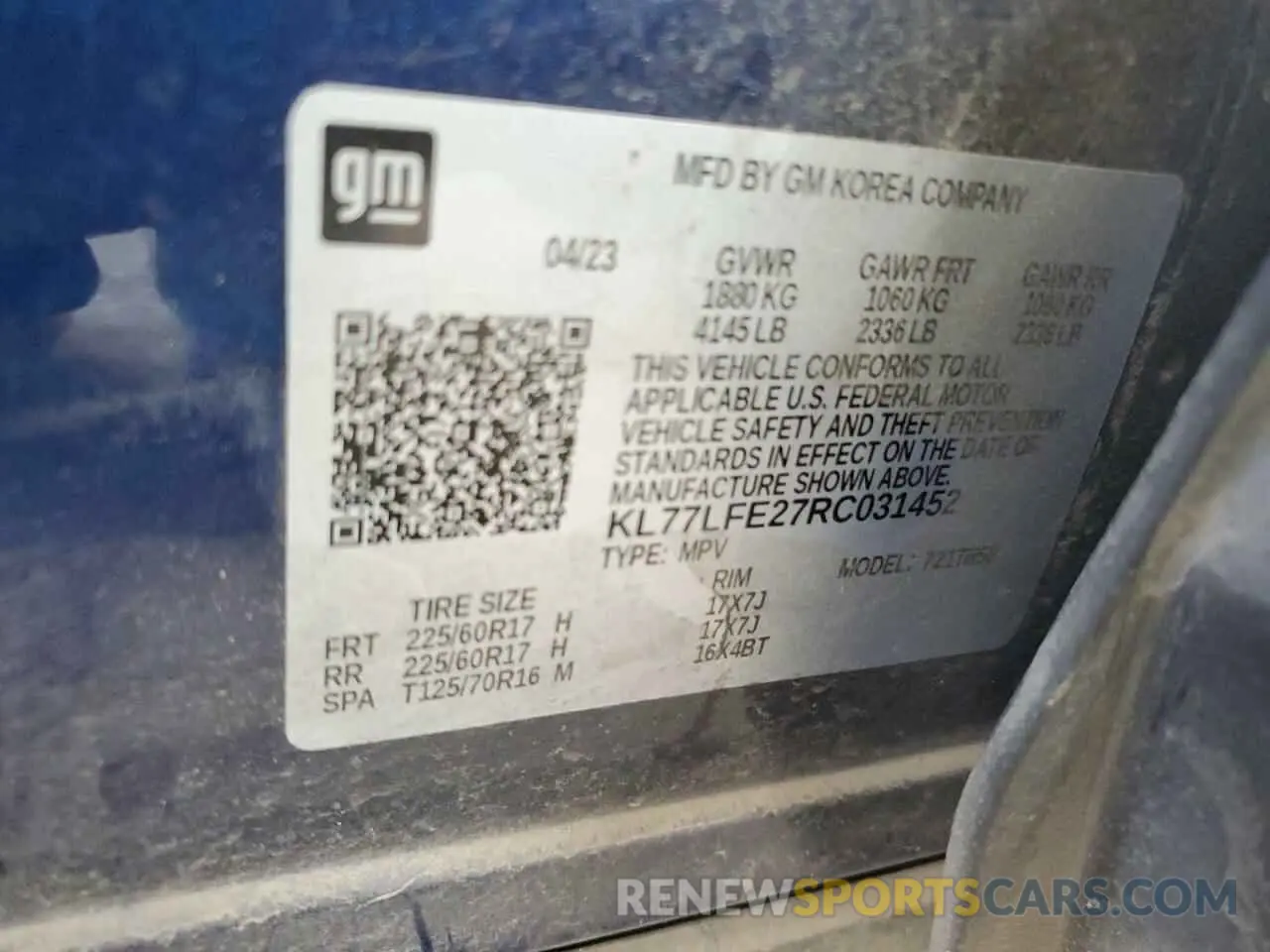 13 Photograph of a damaged car KL77LFE27RC031452 CHEVROLET TRAX 2024