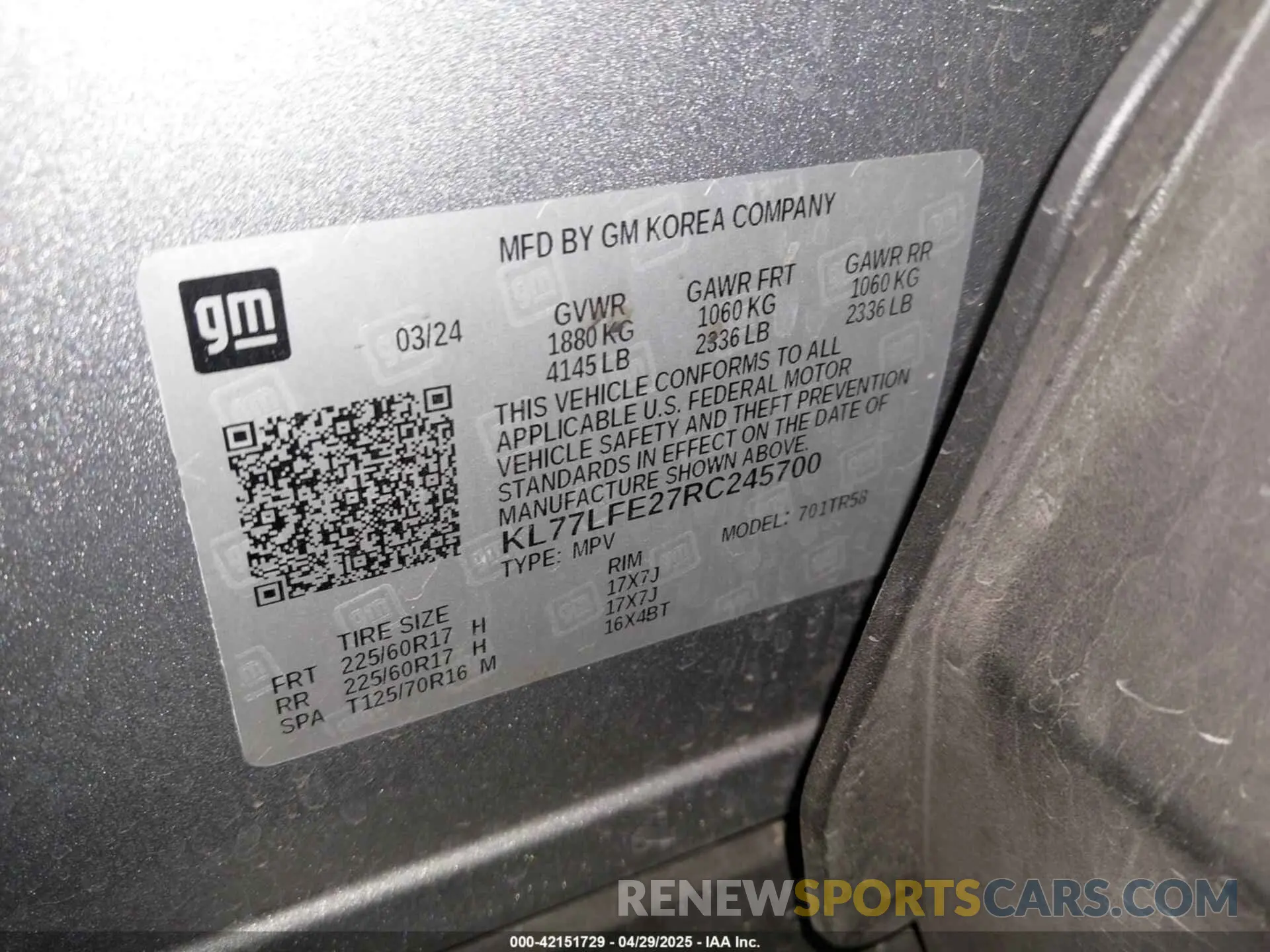 9 Photograph of a damaged car KL77LFE27RC245700 CHEVROLET TRAX 2024