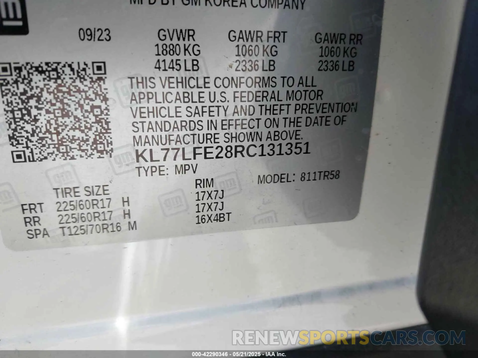 9 Photograph of a damaged car KL77LFE28RC131351 CHEVROLET TRAX 2024
