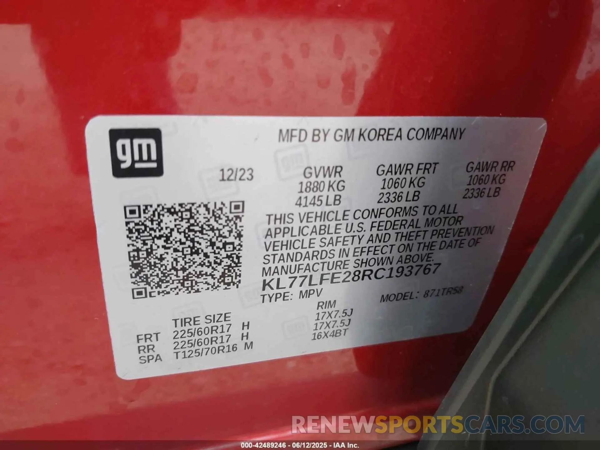 9 Photograph of a damaged car KL77LFE28RC193767 CHEVROLET TRAX 2024