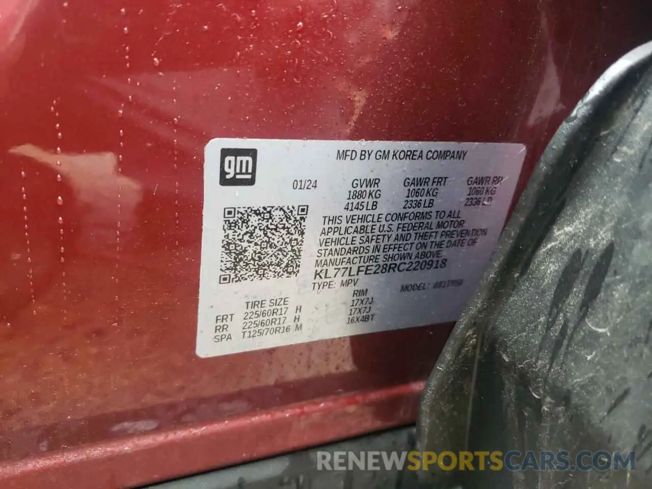 14 Photograph of a damaged car KL77LFE28RC220918 CHEVROLET TRAX 2024