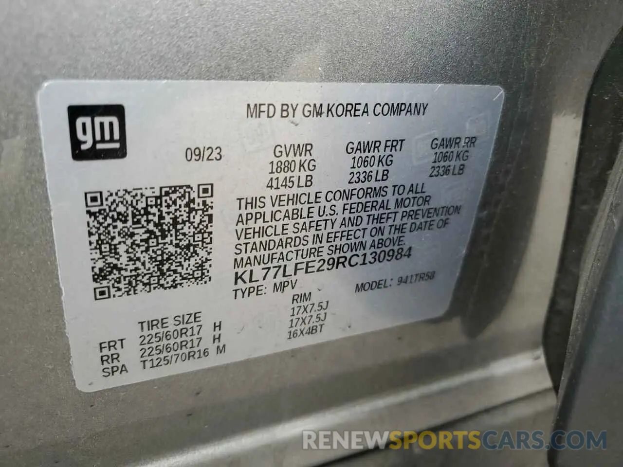 14 Photograph of a damaged car KL77LFE29RC130984 CHEVROLET TRAX 2024
