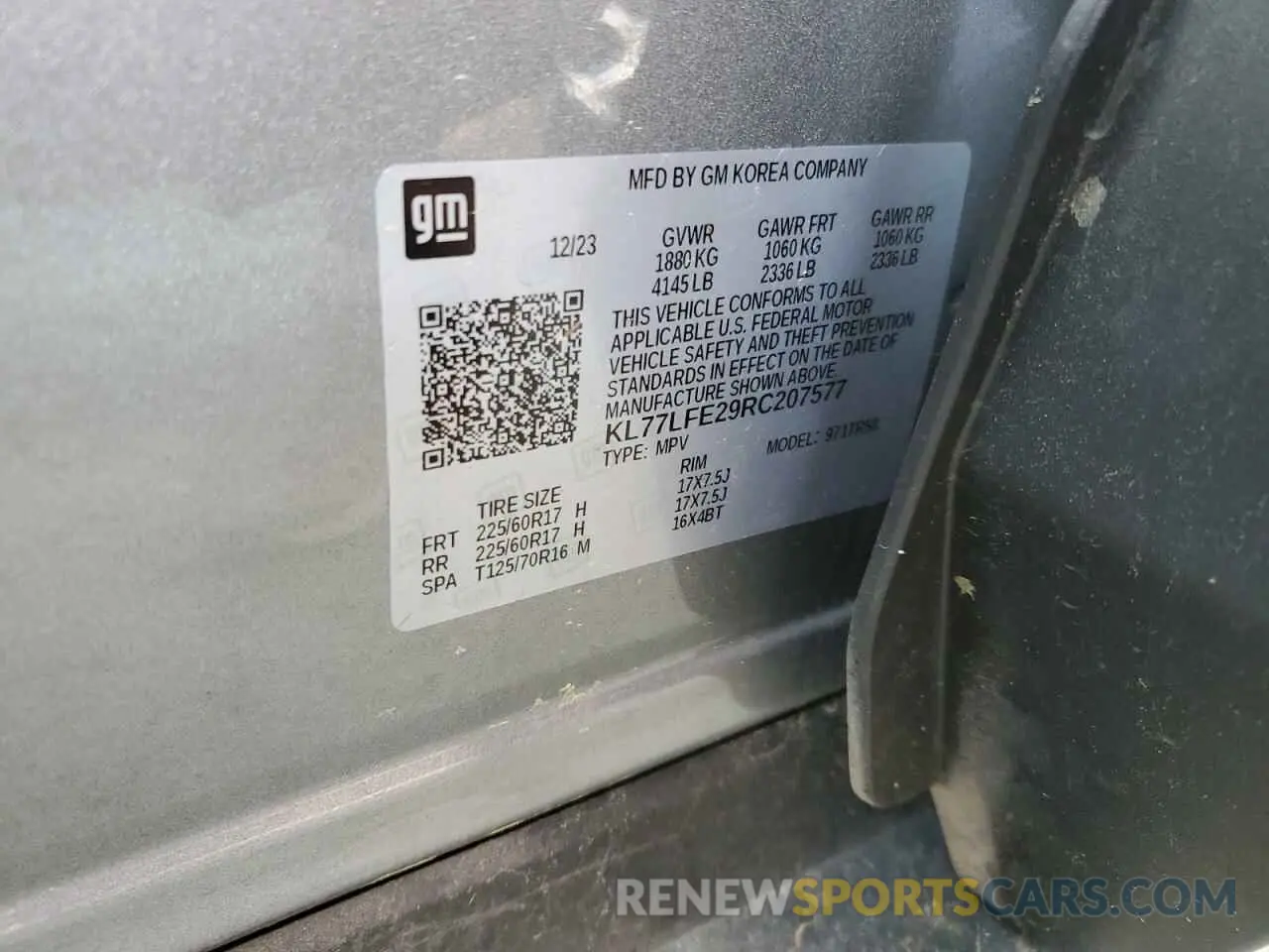 15 Photograph of a damaged car KL77LFE29RC207577 CHEVROLET TRAX 2024