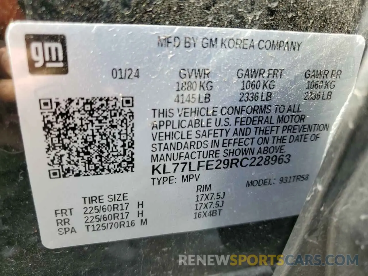 15 Photograph of a damaged car KL77LFE29RC228963 CHEVROLET TRAX 2024
